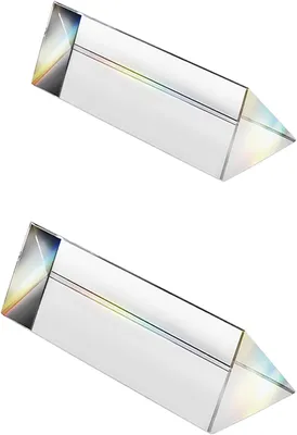 Imagen del producto de Prisma triangular de vidrio óptico, juego de 2, 25 x 80/100 mm, para experimentos con espectros de arcoíris
