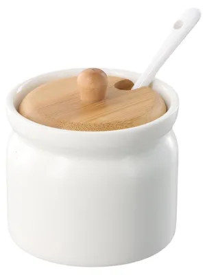Image de Sucrier en porcelaine avec couvercle et cuillère, pour le sucre, le fromage, les épices, blanc