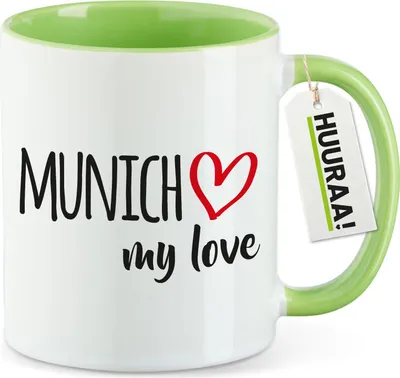 Produktbild von Huuraa Kaffeetasse Munich my love 330ml Grün Keramik Kaffeebecher Geschenkidee