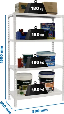 Produktbild von Metallregal SIMONCLICK MINI 4/300 1500 BRANCO/BRANCO
