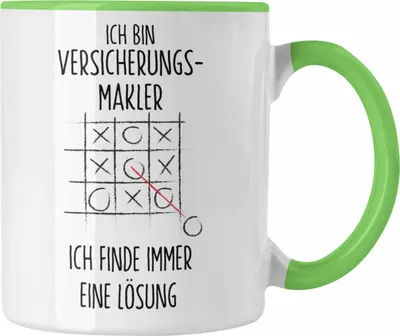 Produktbild von Trendation - Versicherungsmakler Tasse Geschenk Lustiger Spruch Ich Finde Immer Eine Lösung Kaffeebecher (Grün)