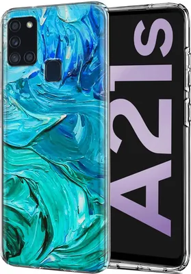 A clear product shot of a phone case with a colorful abstract design.