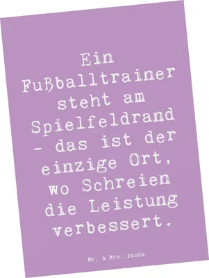 Produktbild von Mr. & Mrs. Panda Postkarte Spruch Fußballtrainer Energie - Lavendeltraum - Geschenk, Hingabe, Grußkarte, kreative Geschenke, Postkarten, Ansichtskarte, Berufspassion