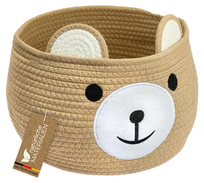 Produktbild von HMF Aufbewahrungskorb mit Griffenfür Kinderzimmer aus Baumwolle Bär Honig