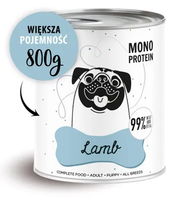 Zdjęcie produktu dla Karma mokra dla psa Paka Zwierzaka Pepe Lamb 99% jagnięcina 800g