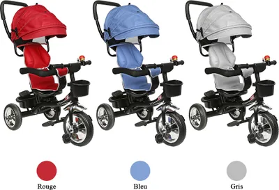Image de WYCTIN Tricycle enfant 4 en 1 guidon vélo bébé poussette gris clair