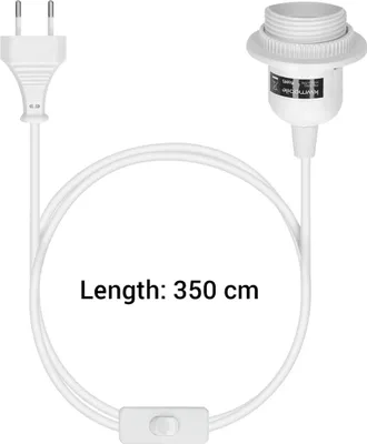 Produktbild von kwmobile E27 Lampenfassung mit Schalter  - E27 Fassung Weiß mit 3,5m Netzkabel Schraubring Schalter - Lampenaufhängung Pendelleuchte Hängeleuchte
