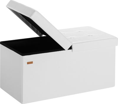 CASARIA® Sitzbank mit Stauraum Faltbar Weiß 80x40x40cm Gepolstert Deckel Kunstleder Schlafzimmer Wohnzimmer Flur Sitztruhe Truhenbank Polsterbank