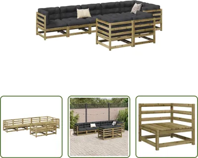 Produktbild von The Living Store 8-tlg. Garten-Sofagarnitur Kiefernholz Imprägniert