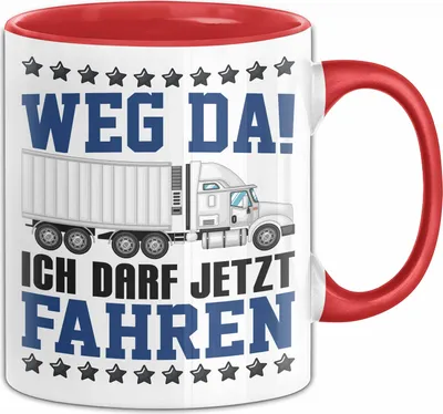 Produktbild von Lkw Führerschein Bestanden Geschenk Tasse Bestandener Führerschein Fernfahrer Lastkraftwagen Fahrschule Kaffee-Becher (Rot)