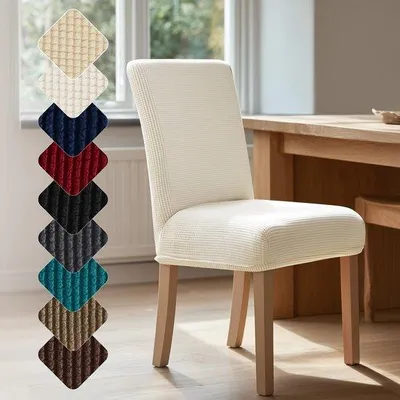 Produktbild von Unyqoos® Elastische Stuhlhussen 2er-Set – Stretch-Stuhlbezüge 45 x 45 x 60 cm, 85% Polyester / 15% Elasthan, maschinenwaschbar bis 30°C