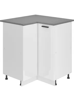 Produktbild von Belini Unterschrank Küche, Küchenunterschrank 90 cm Breite. SNP Küchenunterschrank mit Arbeitsplatte. Eckschrank Küche mit 1 Tür, Weiß Hochglanz