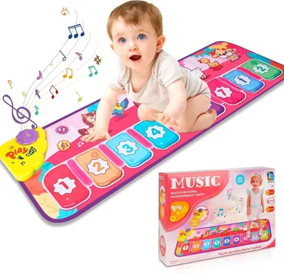 Produktbild von Minicee Musikmatte mit Tieren 100 cm – Tanzmatte Kinder Rosa