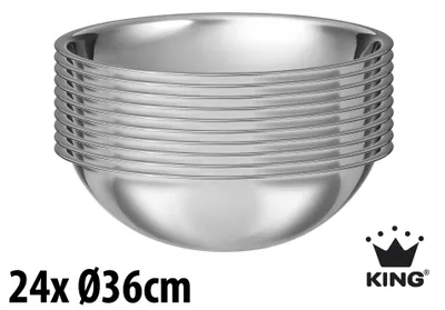 Produktbild von 24tlg. KING® Schüssel-Set - 24 Schüsseln mit ca 8.5L Fassungsvolumen aus Edelstahl in der Größe ca. Ø36cm