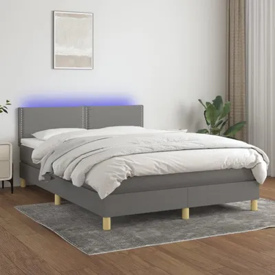 Produktbild von The Living Store Boxspringbett mit Matratze & LED Dunkelgrau 140x190 cm Stoff