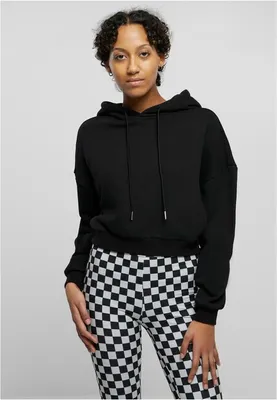 Zdjęcie produktu dla Damska bluza z kapturem Urban Classics Ladies Cropped Heavy Hoody, czarna – rozmiar XL