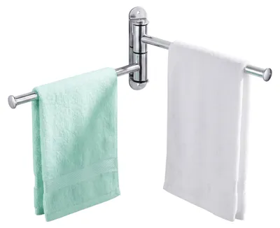 Produktbild von Relaxdays Handtuchhalter Wand, 2 bewegliche Stangen, HBT:14 x 32,5 x 3 cm, Edelstahl, Bad, Handtuchständer, Farbwahl