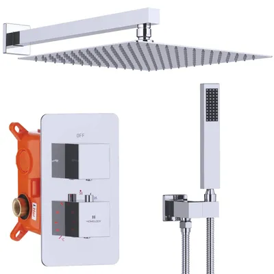 Regendouche-Set 30 cm, Thermostat, Unterputz, Chrom, inkl. Handbrause