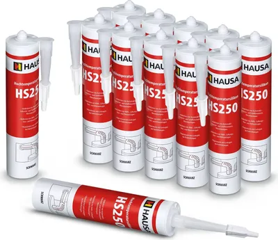 Produktbild von HAUSA Hochtemperatur Silikon HS250 dauerelastische Kleben +305°C 12 x 300ml