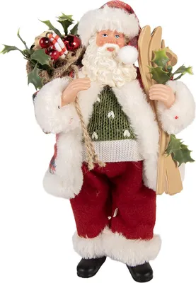 Image de Clayre & Eef Figurine de décoration de Noël Père Noël 16x13x27 cm rouge plastique