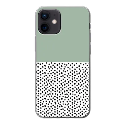 Produktbild von MuchoWow® Handyhülle Schutzhülle Hülle für iPhone 12 Polka dots - Grün - Schwarz Silikon Softcase Handy Hülle - Schutzhülle