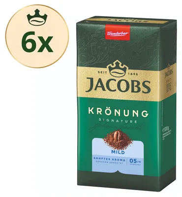 Produktbild von JACOBS Filterkaffee Krönung Mild Pulver-Kaffee Röstkaffee gemahlen 6 x 500g