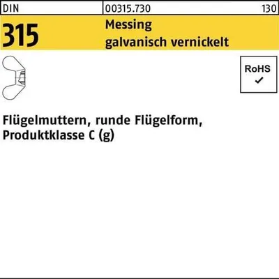 Produktbild von Reyher Flügelmuttern DIN 315 Messing M 8 vern. (100 Stück)