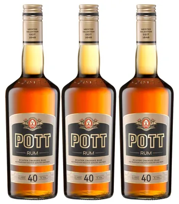 Image de Pott Rum véritable rhum d'outre-mer de haute qualité et maturité 700ml 3er Pack