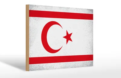 Produktbild von Holzschild Flagge Nordzypern 30x20cm Flag Vintage