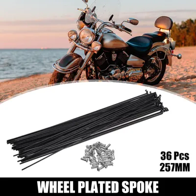 Image de 36 Rayons En Acier Pour Vélo De 13G, Longueur De 257mm Avec Tétons