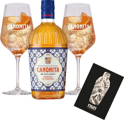 Produktbild von Canonita Set - Aperitif de Mallorca 0,75L (18% Vol) +2x Canonita Glas / Aperitivo de Naranjas- [Enthält Sulfite]