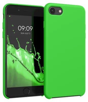 Produktbild von kwmobile Handyhülle für Apple iPhone SE (2022 / 2020) / iPhone 8 / 7 Hülle - Case Silikon - Kabelloses Laden - Schutzhülle Cover in Limettengrün