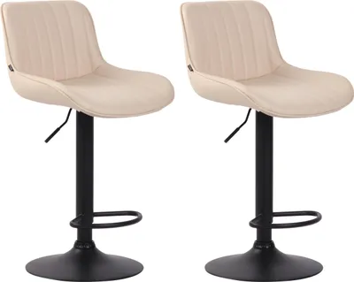 Image de CLP - Ensemble de 2 tabourets de bar Lentini, revêtus de similicuir, pivotants et réglables en hauteur | Couleur : blanc, structure : noir
