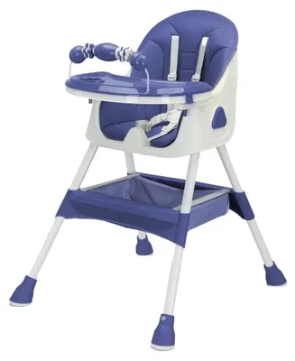 Produktbild von Baby Hochstuhl 3-in-1 klappbar verstellbar mit Spielzeug und Tablett, Grau