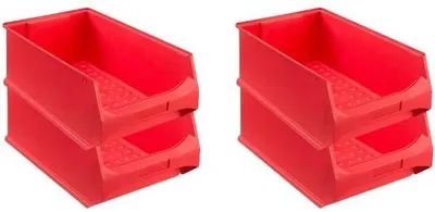 Produktbild von SuperSparSet 4x Rote Sichtlagerbox 5.0 | HxBxT 20x30x50cm | 21,8 Liter | Sichtlagerbehälter, Sichtlagerkasten, Sichtlagerkastensortiment, Sortierbehälter