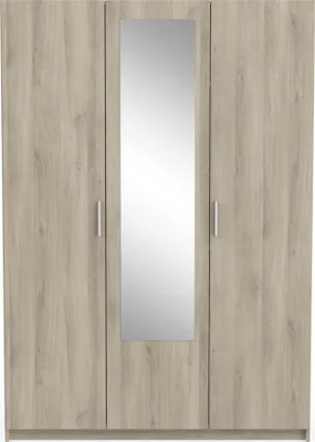 Produktbild von Kleiderschrank >Pricy 3< in Shannon Eiche aus Holzwerkstoff - 134x192x51 (BxHxT)
