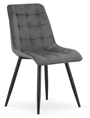 Productafbeelding van Chaise - Leobert - Tweedelig - Donkergrijze fluweelstof / Zwarte poten