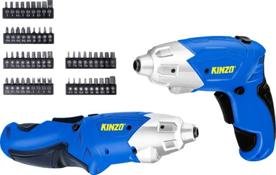 Produktbild von Kinzo Akkuschrauber Elektrischer Schraubendreher mit Bitset 54 Bits einschließlich Schlitz, Torx, Kreuzschlitz, Pozidriv und Innensechskant