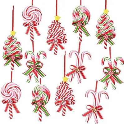 Produktbild von Unyqoos Set mit 12 dekorativen Weihnachtszuckerrohren® für festliche Baumdekoration