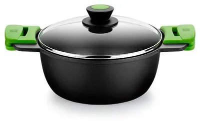 Produktbild von BRA Prior | Hoher Kochtopf mit Glasdeckel und abnehmbaren Silikongriffen, 20 cm, für alle Herdarten geeignet, einschließlich Induktion und PFOA-frei.