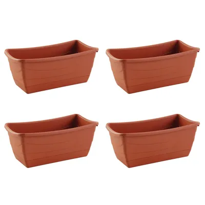 Produktbild von 4x Pflanzschale Eckig aus Kunststoff Terracotta 26 x 13 cm Blumenkasten Blumentopf Pflanzentopf Pflanzgefäß