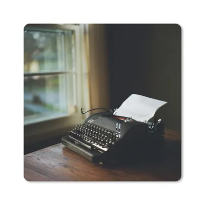 Produktbild von MuchoWow® Mauspad Mousepad Schreibmaschine - Vintage - Schwarz 20x20 cm - Mousepads - Maus Mat - Pad - Mausunterlage - Desk Mat - Bureauartikeln
