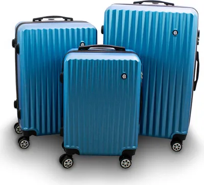 Produktbild von Barut Kofferset 3-teilig Reisekoffer Trolley Hartschalenkoffer ABS Teleskopgriff Modell General (Blau) MS-17073