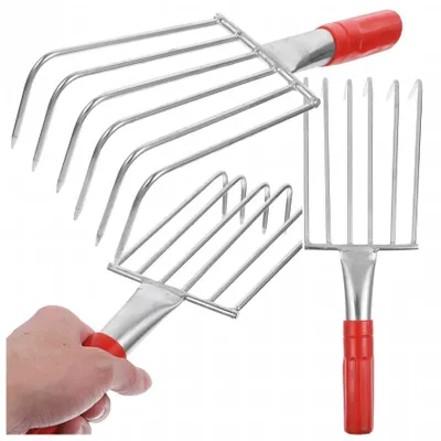Produktbild von Gartenrechen mit Metallklaue zum Rechen, Auflockern, 6 Zähne, 32 cm