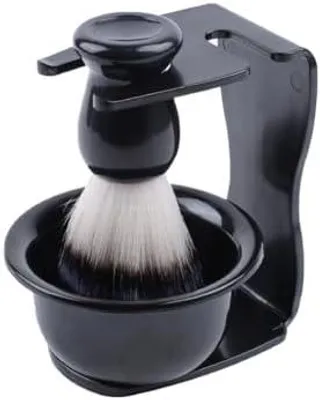 Produktbild von Rasierpinsel-Set,3 in 1 Rasierset für Männer Haar-Bartpinsel mit Ständer Rasiererhalter und Rasierschale für Vatertagsgeschenke