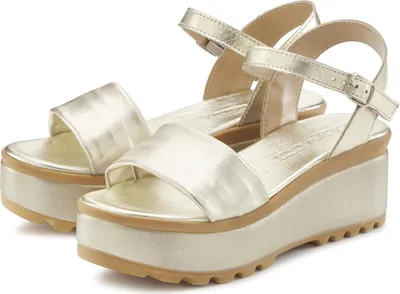 Produktbild von LASCANA Sandalette Riemchensandalette, Sandale, Sommerschuh, offener Schuh, goldfarben Größe 42