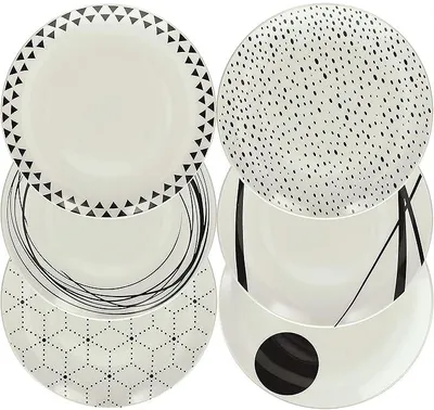 Imagen del producto de Juego de vajilla, 18 piezas, para 6 personas, porcelana, blanco