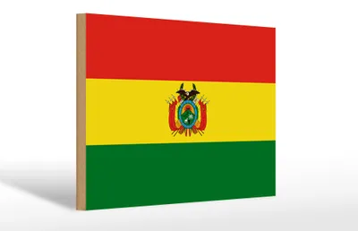 Produktbild von Holzschild Flagge Boliviens 30x20cm Flag of Bolivia