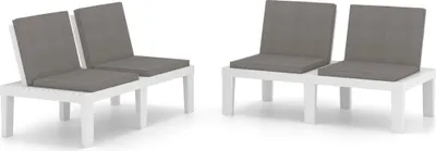 Obrázok produktu pre vidaXL Záhradné lavice s vankúšom 2 ks. Plastové biele