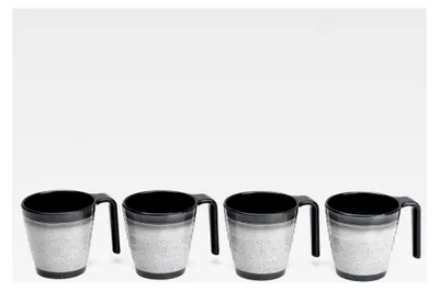 Produktbild von Campingbecher-Set 4 Tassen 300 ml - Schwarz-Grau - Stapelbar